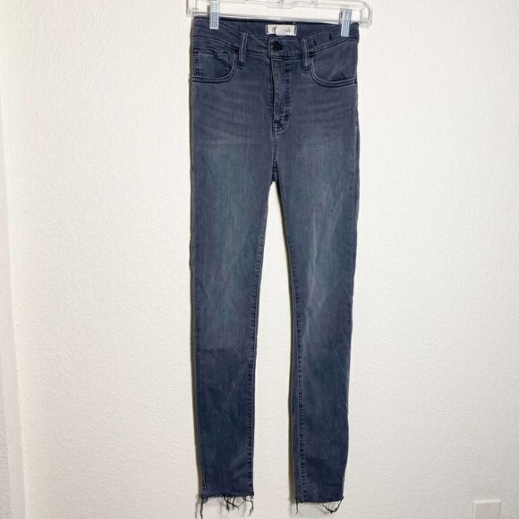 Madewell 10" High-Rise Skinny Jeans Kerns Wash Grey Raw Hem Jeans Size 24 - Picture 3 of 6